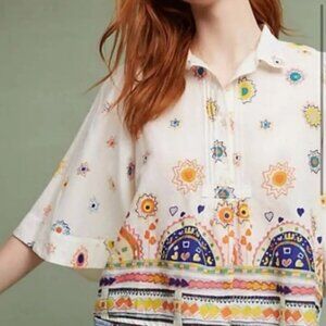 Anthropologie Maeve Eliot popover bell sleeves boho top women's size M